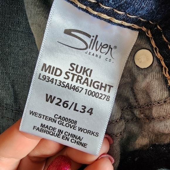 Silver women's Suki Mid-Straight Jean Sizs w26/L34 - Picture 2 of 5
